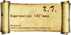 Kapronczai Tímea névjegykártya